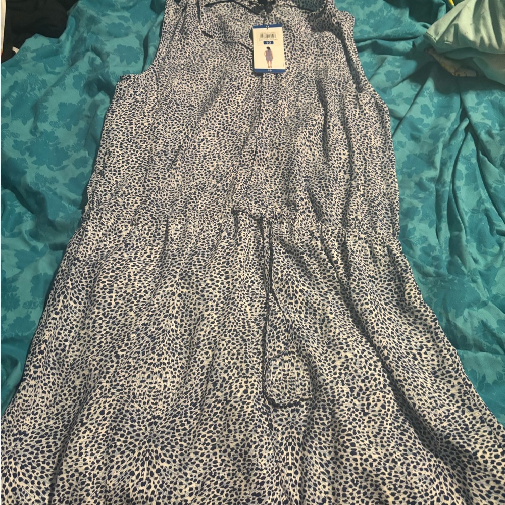 Hilary Radley Blue and White Patterned Midi Dress